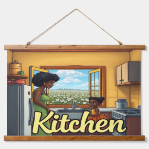 Wood Topped Wall Tapestry