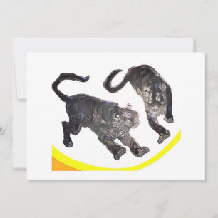 Wood Topped Wall Tapestry 2 Tigers jGibney Zazzle Invitation