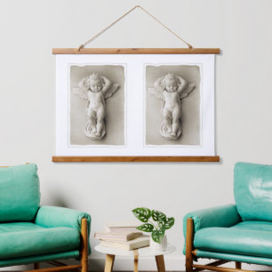 Wood Topped Wall Tapestry  Angels