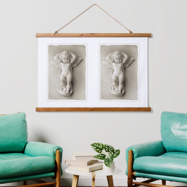 Wood Topped Wall Tapestry  Angels (Living Room)