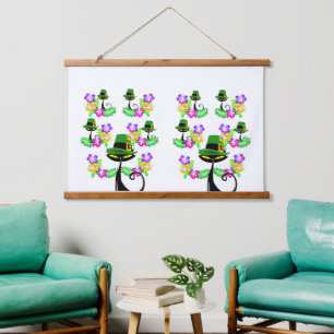 Wood Topped Wall Tapestry Black Cat