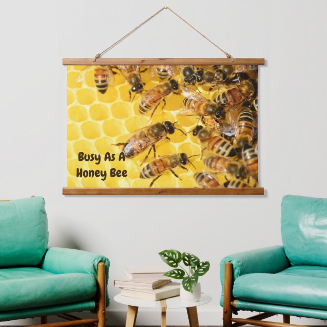 Wood Topped Wall Tapestry Busy As A Honey Bee (Living Room)