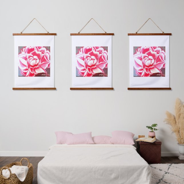 Wood Topped Wall Tapestry flowers peony (Bedroom)