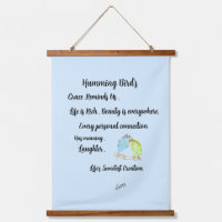 Wood Topped Wall Tapestry :Humming Birds