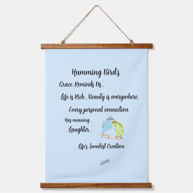 Wood Topped Wall Tapestry :Humming Birds (Front)