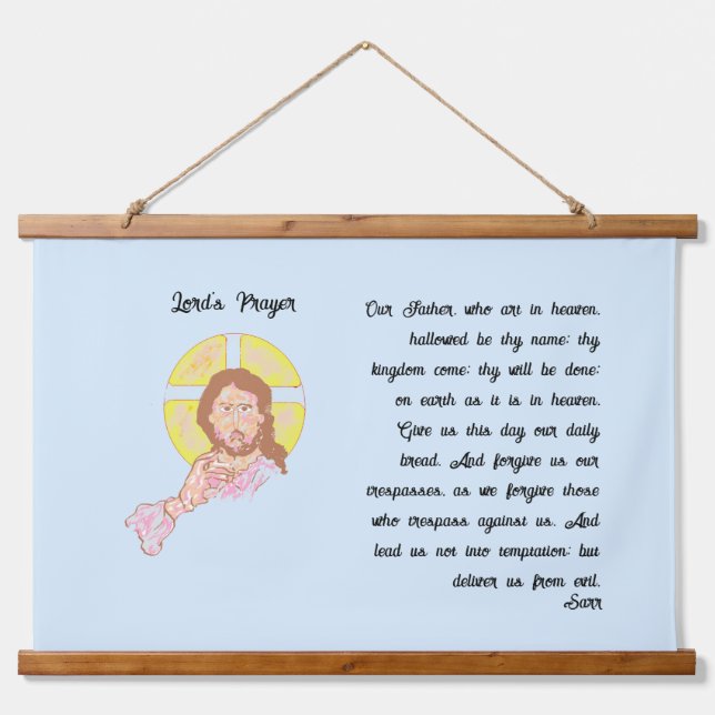 Wood Topped Wall Tapestry : Lord's Prayer (Front)
