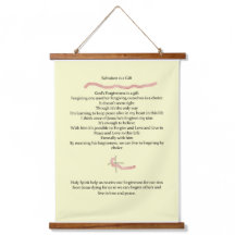 Wood Topped Wall Tapestry "Salvation is a Gift"