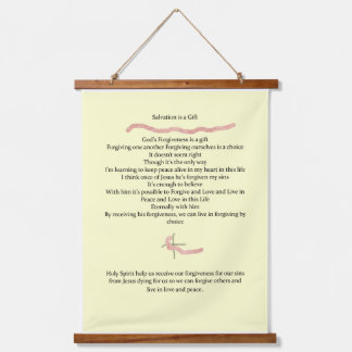 Wood Topped Wall Tapestry  "Salvation is a Gift"
