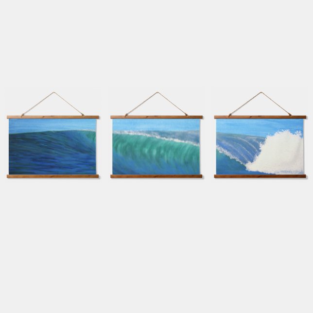 Wood Topped Wall Tapestry , surfing the long ride (Triple)