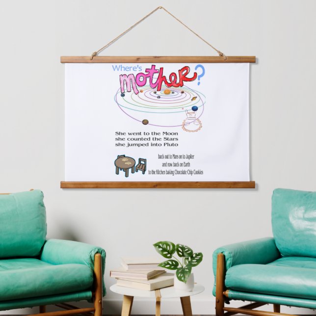 Wood Topped Wall Tapestry Where's Mum? (Living Room)