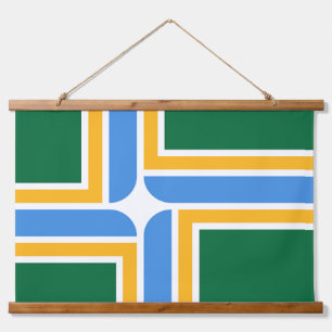 Wood Topped Wall Tapestry with flag of Portland