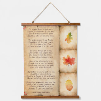Wood Topped Wall Tapestry with Thanksgiving Poem