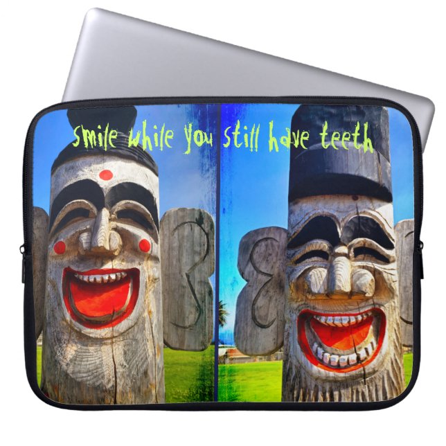 Wood Totum Smile While You Still Have Teeth Quote Laptop Sleeve (Front)