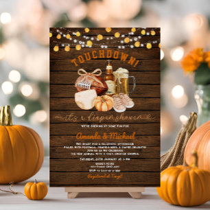 Wood Touchdown it's a diaper shower Pumpkin Beer  Invitation