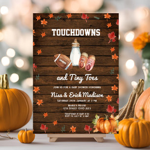 Wood Touchdown Tiny Toes Football Couples Shower Invitation