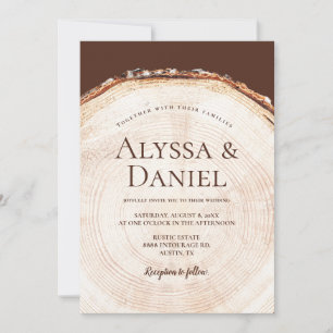 Wood Tree bark Rustic Wedding Invitation