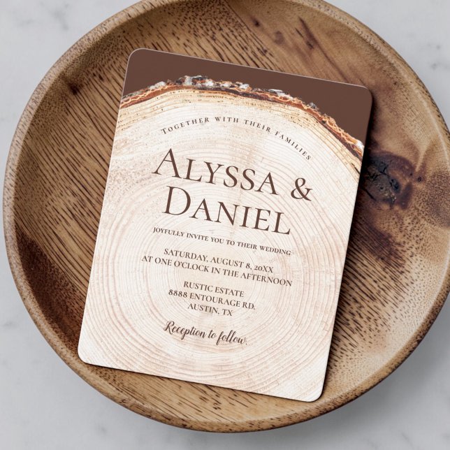 Wood Tree bark Rustic Wedding  Invitation (wood texture rustic wedding small invitation.)