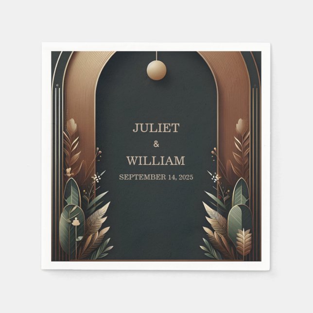 Wood Tree Forest Rustic Barn Farm Arch Wedding Napkin (Front)