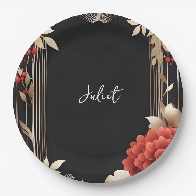Wood Tree Rustic Barn Farm Arch Bridal Shower Paper Plate (Front)