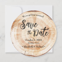 Wood tree stump Rustic Wedding Save the date photo