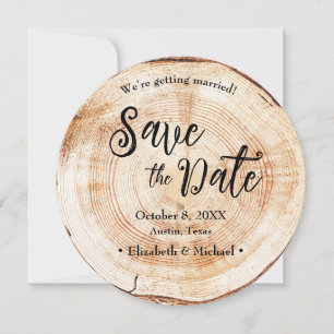 Wood tree stump Rustic Wedding Save the date photo Invitation