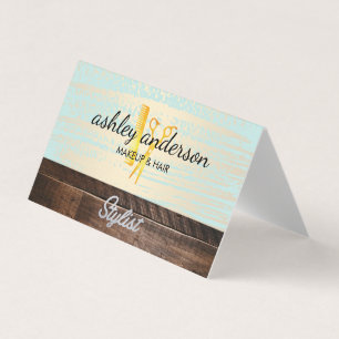Wood Trim Gold Brushed Salon Tools Business Card