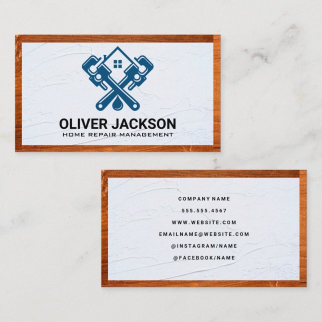 Wood Trim | Spackle | Home Repair Logo Business Card (Front/Back)