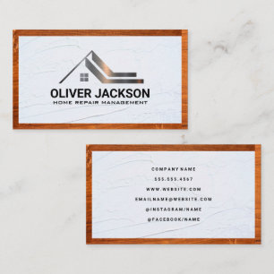 Wood Trim   Spackle   Real Estate Metal Logo Business Card