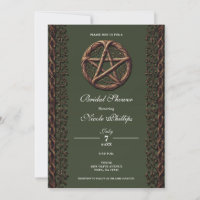 Wood Twig Pentacle Olive Green Wicca Bridal Shower