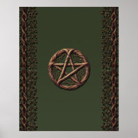 Wood Twig Pentacle Olive Green Wiccan 