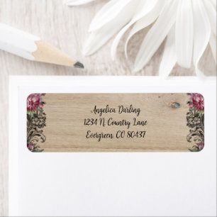 Wood Vintage Floral Return Address Label