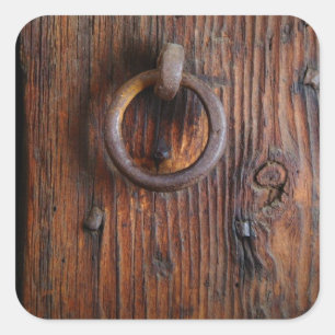 Wood Vintage Style Door Knocker Square Sticker