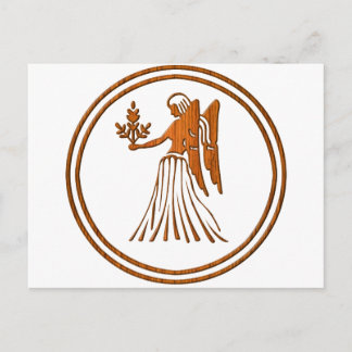 Wood Virgo Zodiac Virgin Astrology Sign Postcard