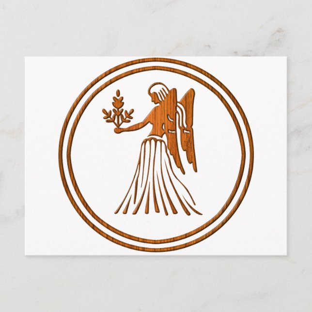 Wood Virgo Zodiac Virgin Astrology Sign Postcard (Front)