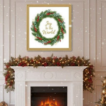 Wood Wall Art Gold Glitter "Joy to the World" Chri