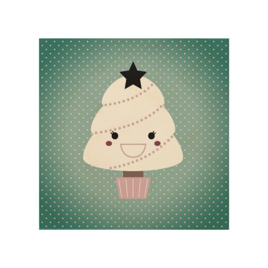 Wood wall art with Cute kawaii tree