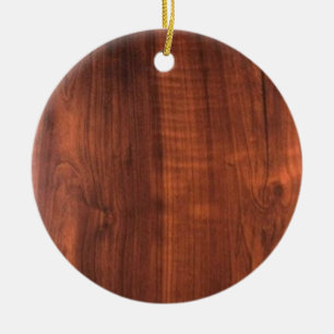 Wood WALNUT look BUY BLANK Blanc Blanche + TEXT Ceramic Tree Decoration