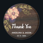 Wood Wedding Thank You Favour Magnet<br><div class="desc">Rustic,  elegant wood wedding thank you favour magnet with watercolor pink flowers.</div>