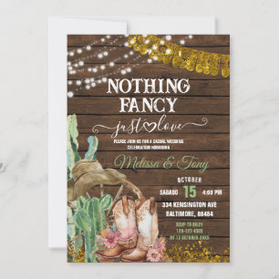 Wood Western Nothing Fancy Just Love Wedding  Invitation