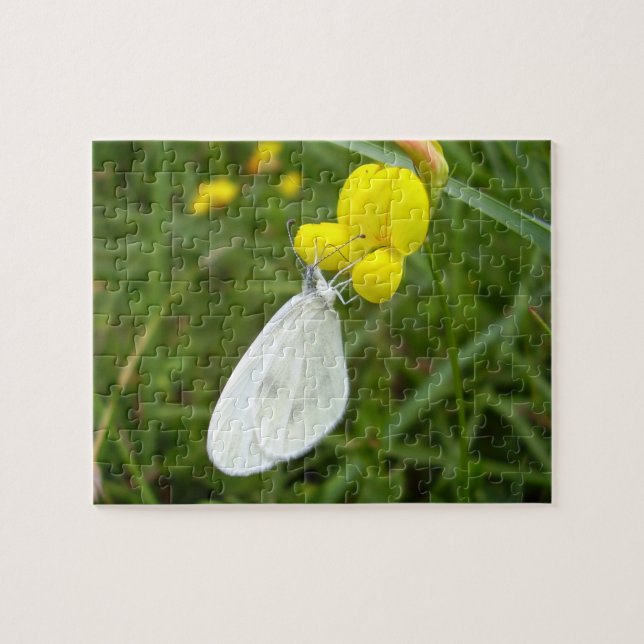 Wood White Butterfly Photo Puzzle with Gift Box (Horizontal)
