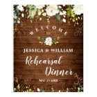 Wood & White Roses  Floral Rehearsal Dinner Sign