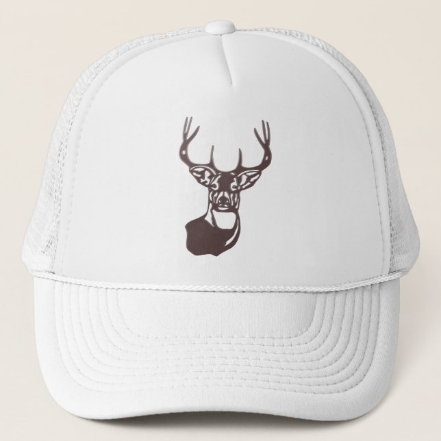 Wood - White Tail Buck Deer Trucker Hat (Front)