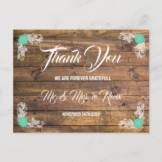 Wood & Wildflower Heart Wedding  Postcard (Front)