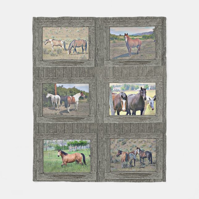 Wood window horses fleece blanket (Front)