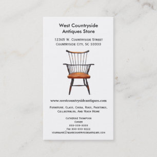Wood Windsor Chair Furniture or Antique Store Business Card