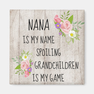 Wood with Pink Purple Floral Nana/Grandmother Magnet