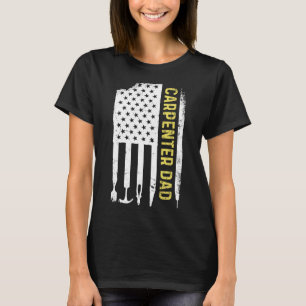 Wood Worker Lumberjack US Flag Carpenter Dad T-Shirt