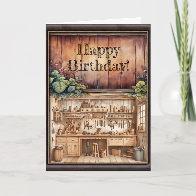 Wood Working Birthday Card (Front)
