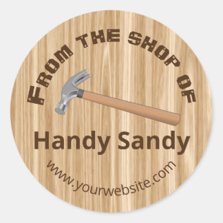 Wood Working From the Shop Of Personalised Handy Classic Round Sticker