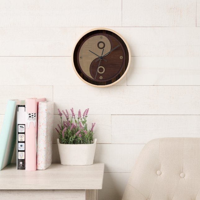 Wood Yin Yang Clock (Reading Room)
